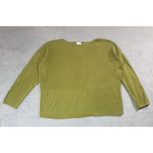 J Jill XL Green Textured Knit Sweater Long Sleeve Cotton Blend Top Drop Shoulder